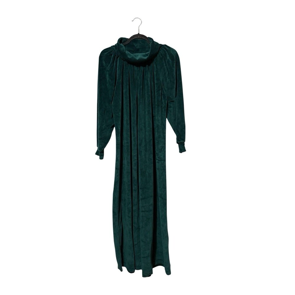 PFI Fashions Maxi Dress Green Velvet Long Sleeve High Neck Vintage L